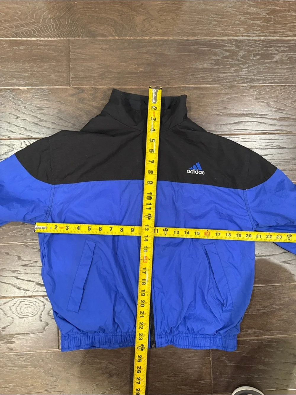 Vintage Adidas Windbreaker Jacket Small Blue Black Colorblock Track 90s